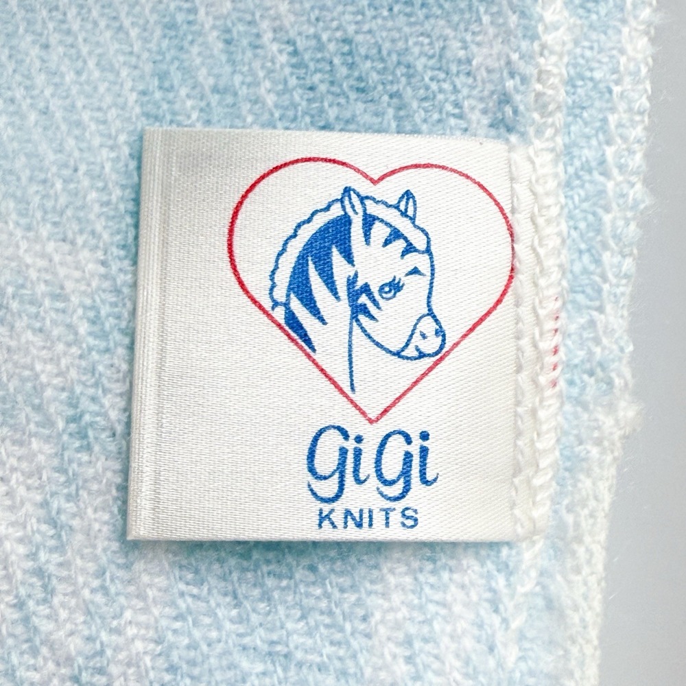 GiGi Knits Vintage 80s 90s Blue Plaid Baby Receiving Blanket NOS Acrylic NWOT - Picture 6 of 9